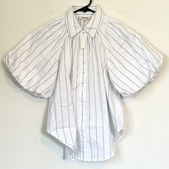 NWT Madewell Shirred Bubble-Sleeve Button-Up Shirt - Size: XXS - Picture 2 of 14